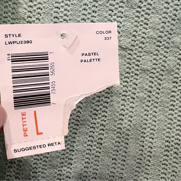 NWT Y2K Floral Ribbon Cami Sweater Linen Blend Sz L Petite Pastel Green Pink - Picture 8 of 11